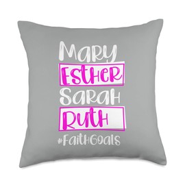 Christmas Apparel & Gifts HHWCo. Christian Women Bible Mary Esther Sarah Ruth Goals Scripture Throw Pillow, 18x18, Multicolor