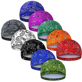 10 Pcs Men Cooling Skull Caps Helmet Liner Sweat Wicking Running Beanie Hats Cycling Welding CPAS Do Rags Head Wrap (Mixed Style)