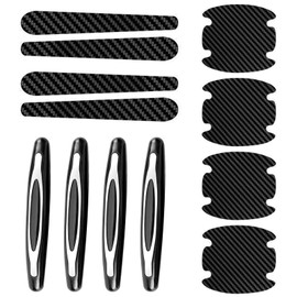 Cars Door Handle Protective Film,12PCS Scratch Protectors,Universal Reflective Car Doors Edge Guard Protectors,Carbon Fiber Auto Car Doors Edge Bump Protectors(4PCS Guards/8PCS Handle Protectors)