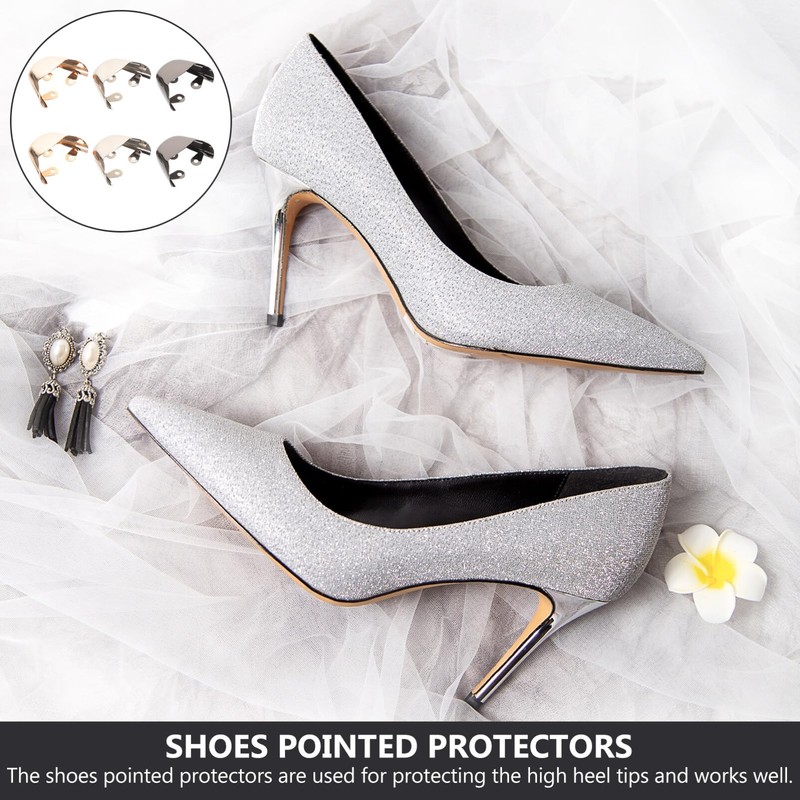 Abaodam 3 Pairs Metal High Heel Protectors Pointed Toe Caps