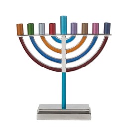 Yair Emanuel Hanukkah Menorah Classic Style Colored Branches (Multi Color, Large)