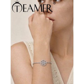 TEAMER Archangel Metatron Cube Bracelet Stainless Steel Adjustable Metatron Cube Bracelet Vintage Amulet Wicca Jewelry For Women (Silver)