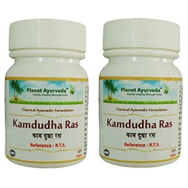 Planet Ayurveda Kamdudha Ras - Classical Ayurvedic Herbo-Mineral Preparation - 2 Bottles (Each 30 Tablets, 5g) (in USA)