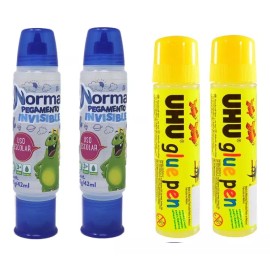 Norma + UHU 4 Pegamentos Transparentes 2 Norma 45 Gr  + 2 Pen Uhu