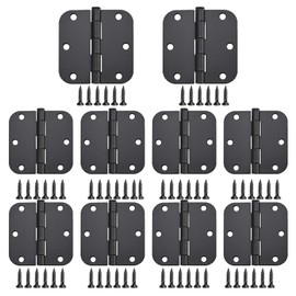 Allucky Matte Black Door Hinges 10 Pack 3x3 Inch Interior Door Hinges for Doors Rounded 5/8" Radius Corners Iron Hinge Door Round Hinge Hardware
