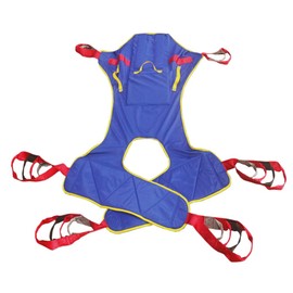 BUYHAO Universal Patient Lift Sling, Full Body Lifts Slings with Head and Back Support, Padded Divided Leg Slings with Commode Opening, 5 Handles, 6 Straps, Transfer Sling for Elderly, Size L