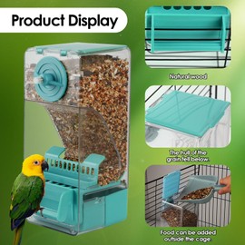 Bird Feeder No Mess 2PCS Automatic Clear Bird Seed Food Container Acrylic Parrot Feeder Dispenser Cage Accessories for Parakeet Budgies Cockatoo Canary Love Bird (Blue)