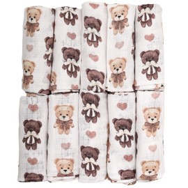 FENSILO Baby Muslin Nappies | Muslin Cloths | Burp Cloths - Pack of 10 70 x 80 cm for Baby and Newborn | Muslin Cloths for Boys and Girls | Cotton Burp Cloths | Cleaning| Wipe and Cover 05