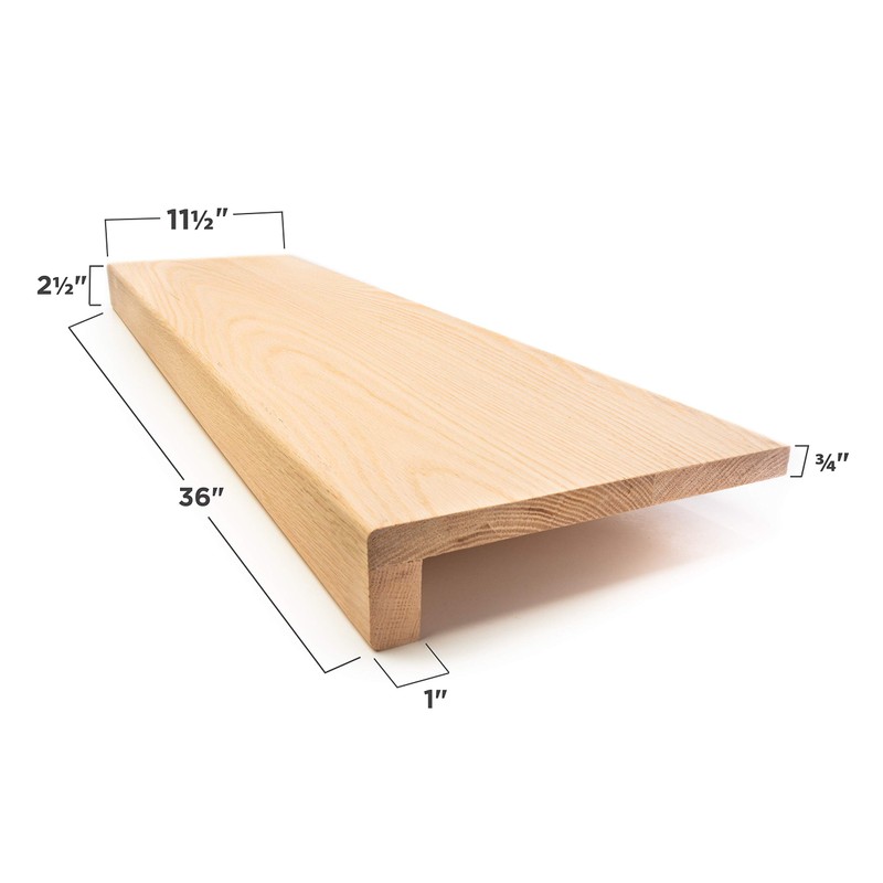 Solid Red Oak Stair Tread with Large (1 3/4") Square
