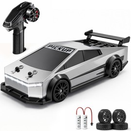 ENJOYFLY RC Drift Car, 1:24 4WD Futuristic Pickup Remote Control Car, High/Low Speed, 2 Sets of Drift & Off-Road Tires, 2.4GHz LED Toy Car, 2 Batteries, Gift for Boys Girls 6-16