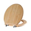 Round Bamboo Toilet Seat with Zinc Alloy Hinges, Easy to