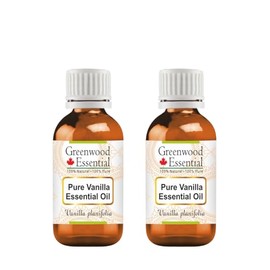 Greenwood Essential Pure Vanilla Essential Oil (Vanilla planifolia) Steam Distilled (Pack of Two) 30ml X 2 (2 oz)