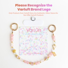 Varluft Cute Pink Phone Charm Beaded Phone Charms Strap, Adjsutable Cell Phone Lanyard Wrist Strap with Tether Tab Fashion Phone Chain Bag Charm for Woman Girls