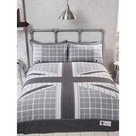 Rapport Home Cool Britannia Duvet Set, Polycotton, Grey, Single