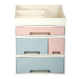 ROSELIFE Makeup Organizer, Cosmetic Storage Box, [TCDF-09] Desktop Stationery, Remote Control Storage Box, Kitchen Spices Organizer Box, 4 Pieces 4 Drawers, 5 Slots, Blue, Pink and Green Assortment