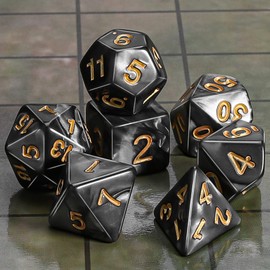CiaraQ DND Polyhedral Dice Set with a Black Dice Bag for D&D RPG MTG Role Playing Table Games (Black)