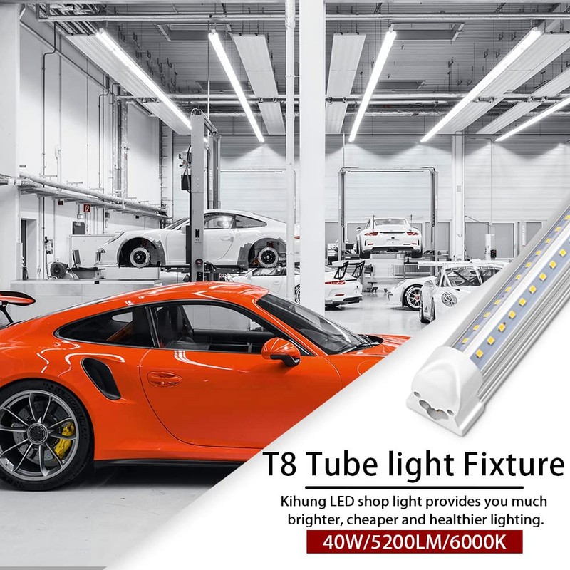 Kihung (8 Pack) LED Shop Light 4ft, 40W 5200LM 6000K