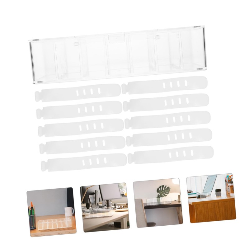 Operitacx Cable Management Box with Cover and Cable Ties Transparent