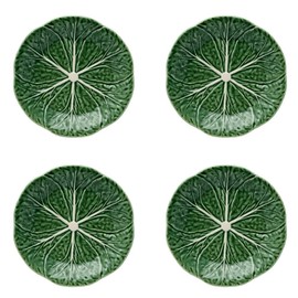 Bordallo Pinheiro Cabbage Dessert Plate Green, Set of 4