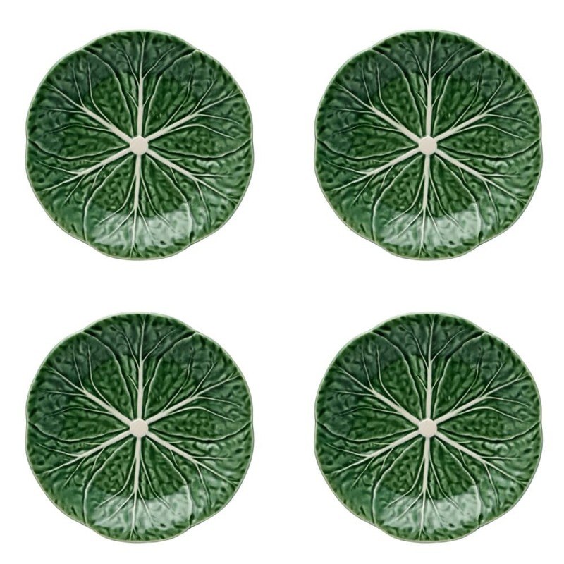 Bordallo Pinheiro Cabbage Dessert Plate Green, Set of 4