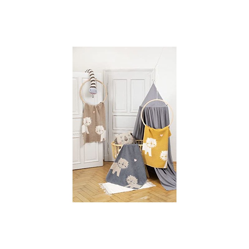 David Fussenegger Baby Blanket Lion Grey 100 x 75 cm