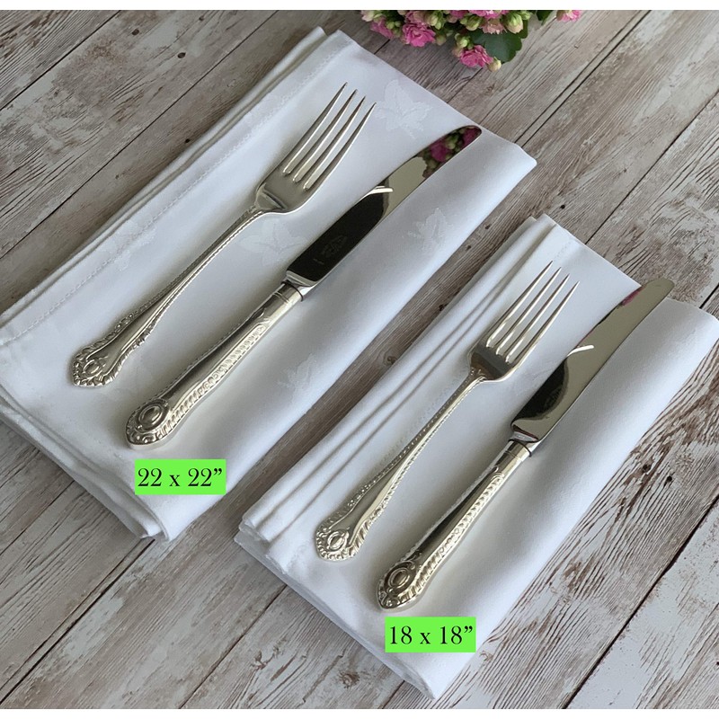 Set of 6 Napkins Ivy Leaf White - 100% Egyptian