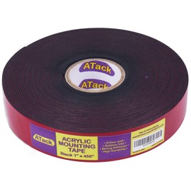 ATack Double-Sided Acrylic Mounting Tape, Heavy-Duty Outdoor Mounting Tape Removable, Black, 1-Inch x 450-Inch, Waterproof Indoor and Exterior Strong and Thick Two Way Brick Mounting Tape