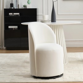 Modern Design Velvet Fabric Upholstered Kitchen Swivel Barrel Accent Dining Chair For Living Roomcolor: BEIGE, size: W21.26"*D20.47"*H31.89