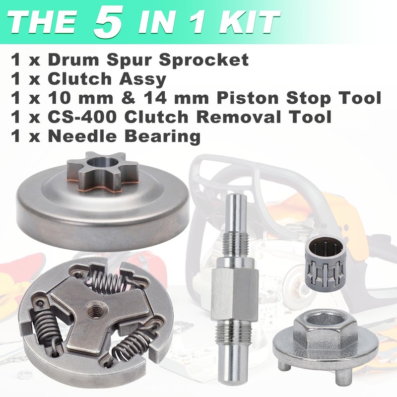 Adefol 3/8" 6T Sprocket Clutch Drum Kit for Echo CS-370