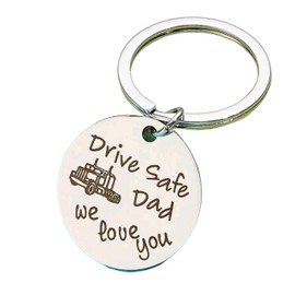 Family Keychain Gift for Father Mother Son Daughter Grandpa Grandma Uncle Aunt Niece Friends, Inspiration, Mother’s Day, Drive Safe Dad We Love You, Small