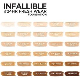 Base de maquillaje líquida L'Oréal Paris INFAILLIBLE FOUNDATION INFALIBLE 24H Fresh Wear 24h tono #475 sund beige - 10mL 15g