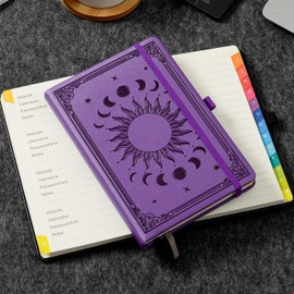 Password Keeper Book with Colorful Alphabetical Tabs, 5.7"×8.4"Hardcover Internet Password Book for Organized Internet Website Address Logins,Password Notebook for Home Office, Purple.