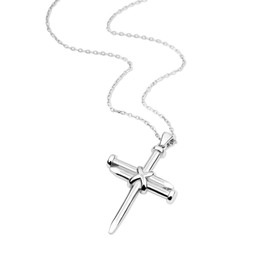 Sterling Silver Cross Necklace For Men & Women - 925 Sterling Silver Three Nail Cross Necklace With 24" Stainless Steel Chain & Plush Velvet Box - Elegant Silver Cross Pendant For Men & Women