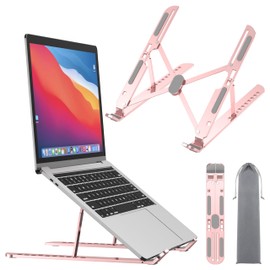Laptop Stand for Desk,Aluminum 10 Adjustable Laptop Lifter Portable Laptop Holder Breathable Cooling Pad Notebook Stand for MacBook Pro Air, Lenovo, Dell, HP and Other 10-15.6 Inch Laptops and Tablets