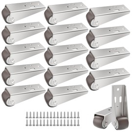 Mixizigoz Mini Low Profile Fixed Caster Wheels, Side Mount Caster Fit for Wooden Furniture, Cabinets, and Underbed Drawers - 0.9 Inch Silent Rubber Rolling Wheel with Screws (16)