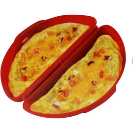 Two in One -Microwave Omelet Maker + Egg Poacher All In One Dish On The Go Quick N Easy Breakfast BPA Free Plastic