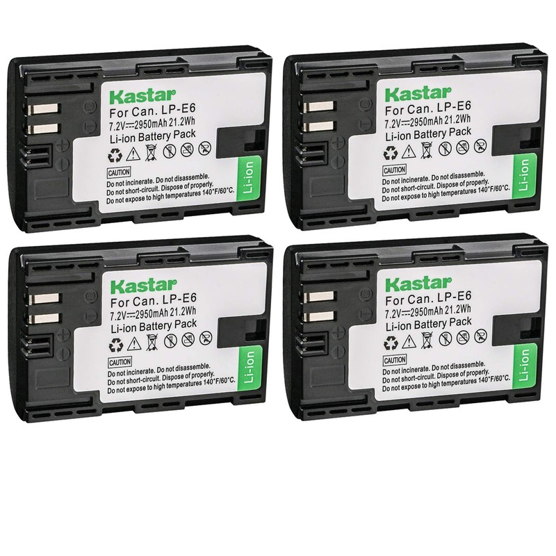 Kastar Battery 4 Pack for LP-E6 LP-E6N, EOS 60D 60Da