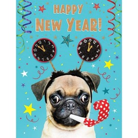 Piccadilly Greetings Happy New Year Card, Dog - 8 x 6 inches