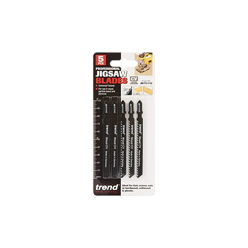 Trend Professional Jigsaw Blades, Pack of 5, 100mm x 3mm,