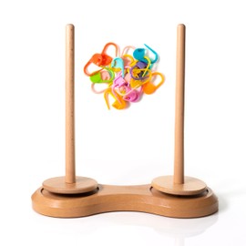 Birdtown Traders Double Yarn Spindle - Holds 4 Balls of Wool. Yarn Spinner Design dispenses Yarn smoothly When Knitting or Crocheting. Ideal Yarn Spinner. Comes with 20 Colorful Stitch Markers.