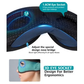3D Sleep Mask Bluetooth 5.4, Sleep Headphones Music Eye Cover Headsets Travel Built-in Microphones Eye Mask Bluetooth For Side Sleeper Airplane, Eye Covering for Sleeping Bluetooth