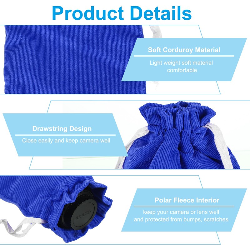 PATIKIL Soft Drawstring Lens Case, 9.84"x6.69"x0.24" Drawstring Lens Pouch, Camera