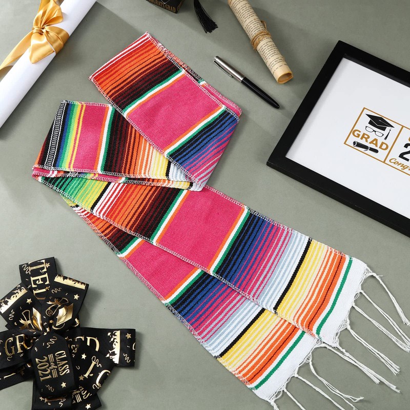 Berlune 8 Pcs Mexican Graduation Sash Hispanic Serape Graduation Stole