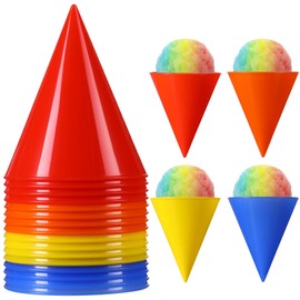 Zubebe 16 Pcs Reusable Snow Cone Cups 6 Oz, Durable Plastic Cup Muti-color Leakproof Shaved Ice Cups Ideal for Slushies, Shaved Ice Syrup, or Juice