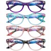 Sumkyle 4 Pack Cat Eye Reading Glasses Blue Light Blocking