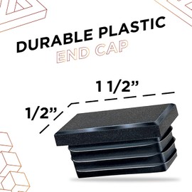 Prescott Plastics Made in USA 0.5" x 1.5" Inch Rectangle Insert Plug (20 Pack), Black End Cap for Metal Tubing, Fence and Auto Body, Glide Insert for Pipe Post, Chairs and Furniture Legs