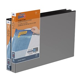 QuickFit Heavy Duty 11 x 17 Inch Spreadsheet View Binder, 1 Inch, Locking Angle D Ring, Black, 2 Pack (94011-02)