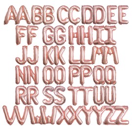 [52 PCS] 16" Foil Rose Gold Letter Balloons 2 Sets of A-Z, Mylar Aluminum Hanging Alphabet for Romance Valentine's day Graduation New Year eve Birthday Party Decorations