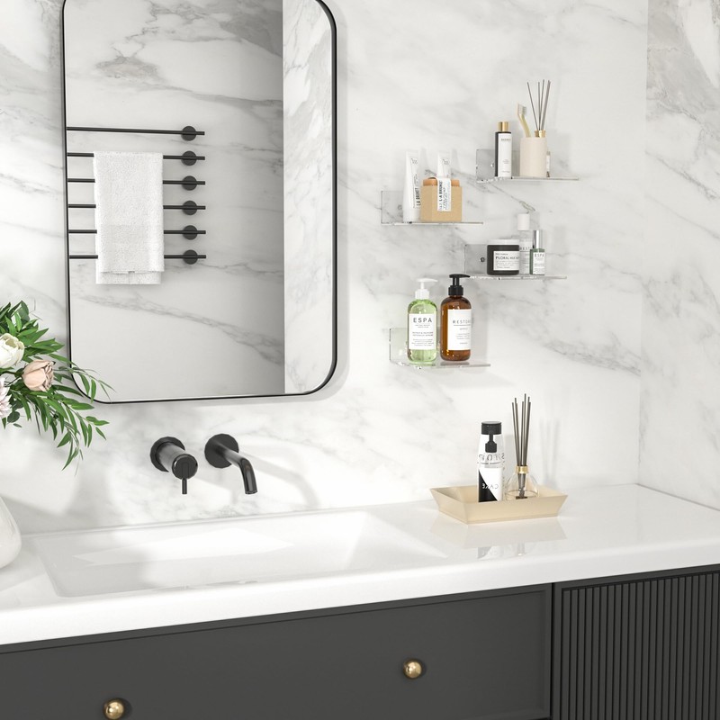 Hexsonhoma 15 cm Clear Small Wall Shelves, Acrylic Floating Shelf