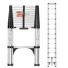 DEZEX Telescoping Ladder,12.5 FT Aluminum One-Button Retraction Lightweight Ladder with